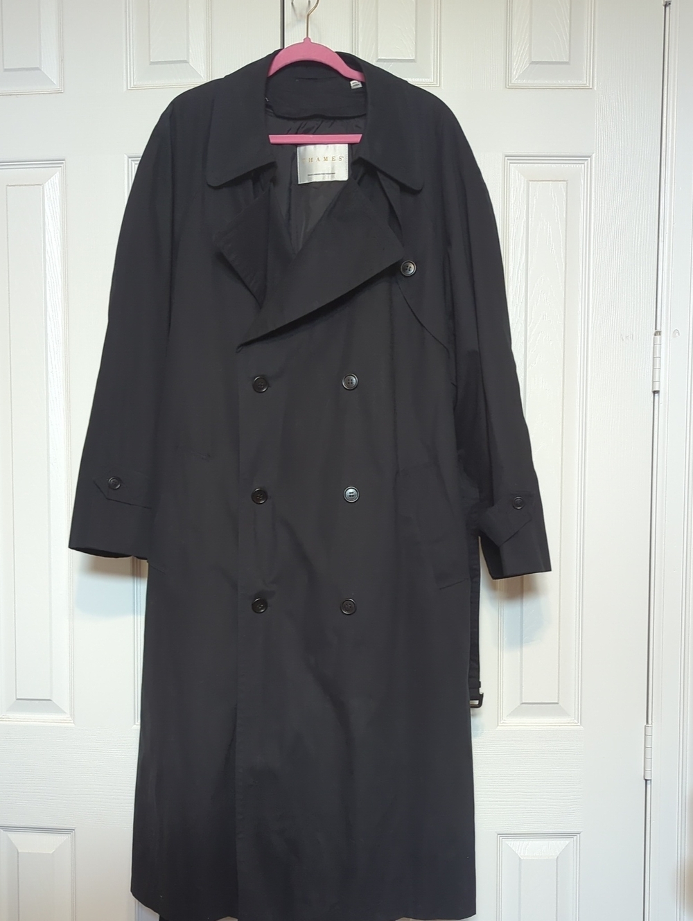 Vintage Classic Men's Black Trench Coat Grandpacore 44R
